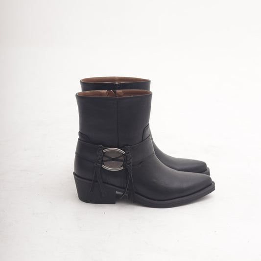 STIVALETTO TEXANO CINTURINO E FRANGE NERO MP2737-5PUNE CHOCOLA