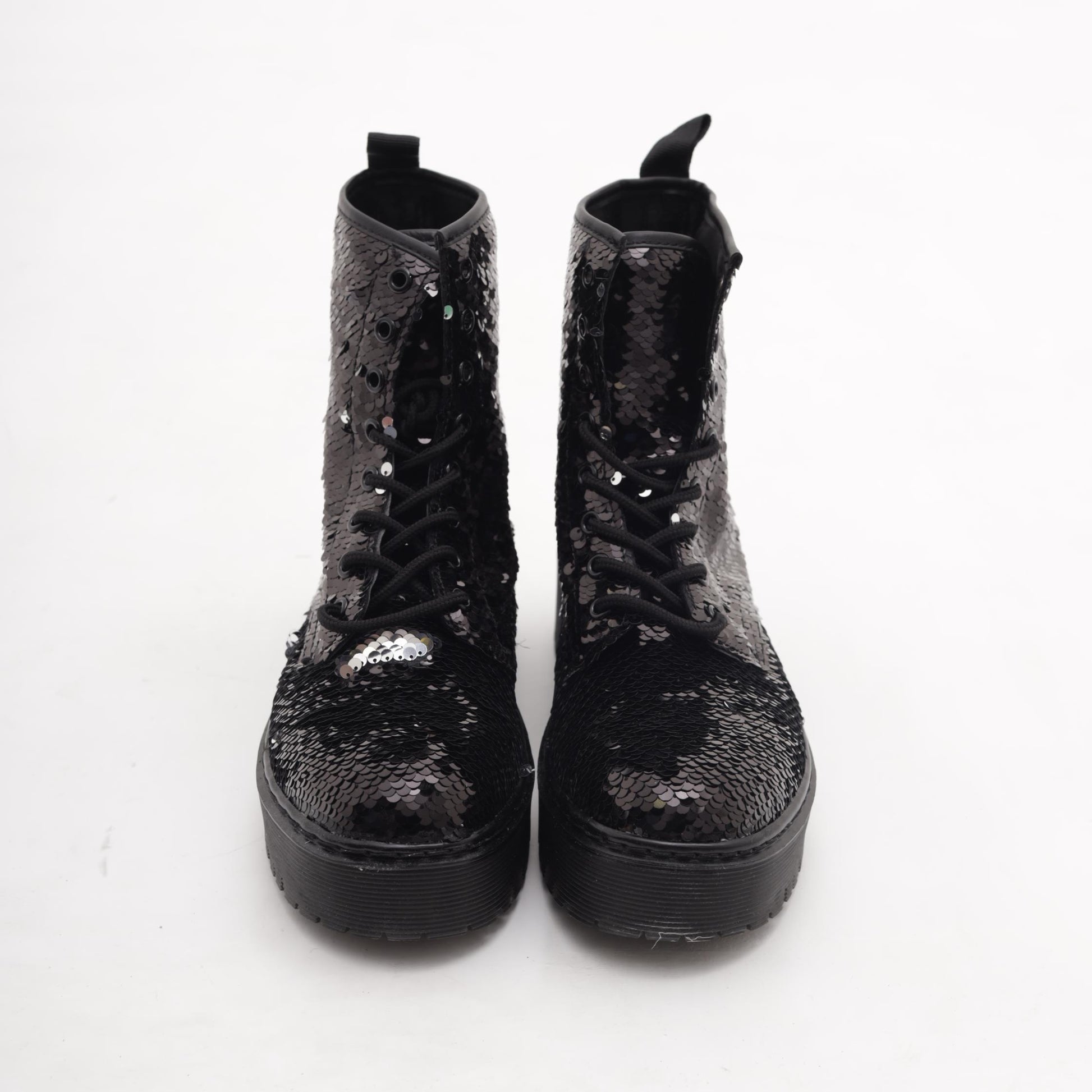 ANFIBIO 8 BUCHI PLATFORM PAILLETTES NERO MT89PANE CHOCOLA