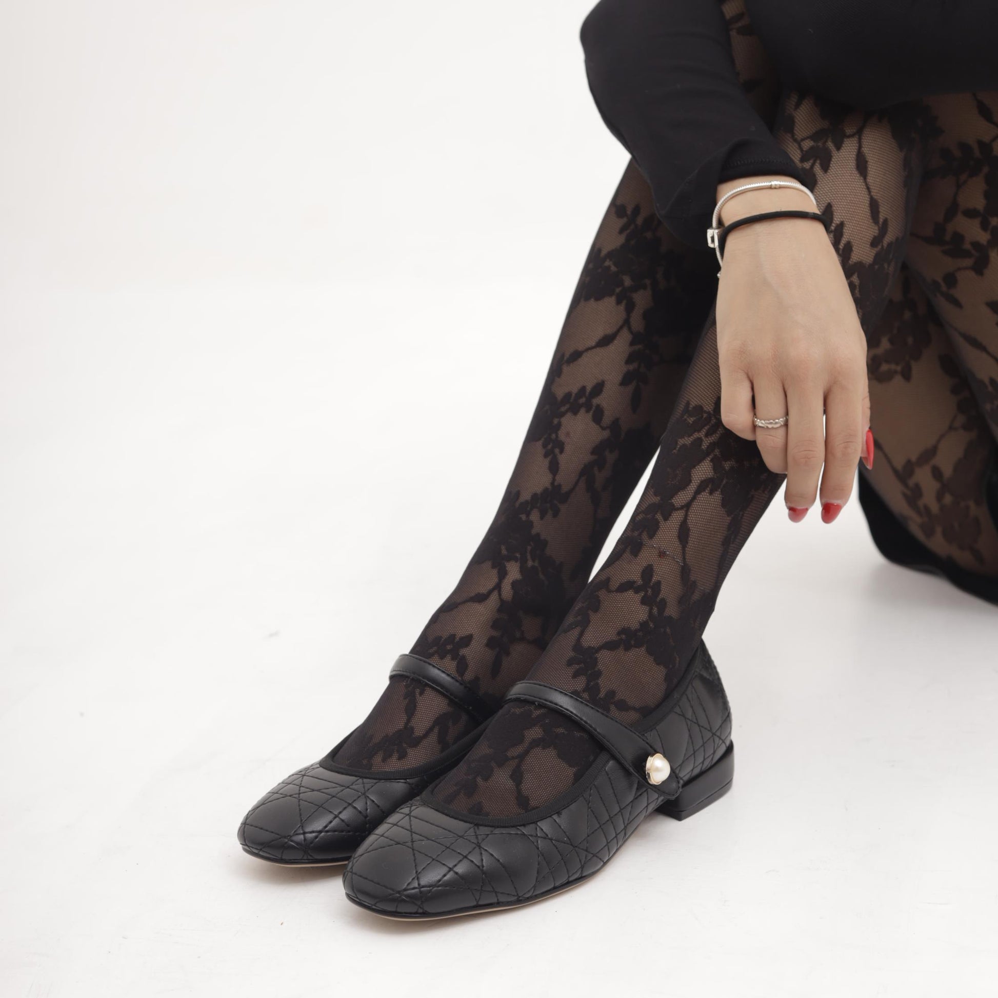 MARY JANE FLAT TRAPUNTATA NERO MP2716-2PUNE CHOCOLA