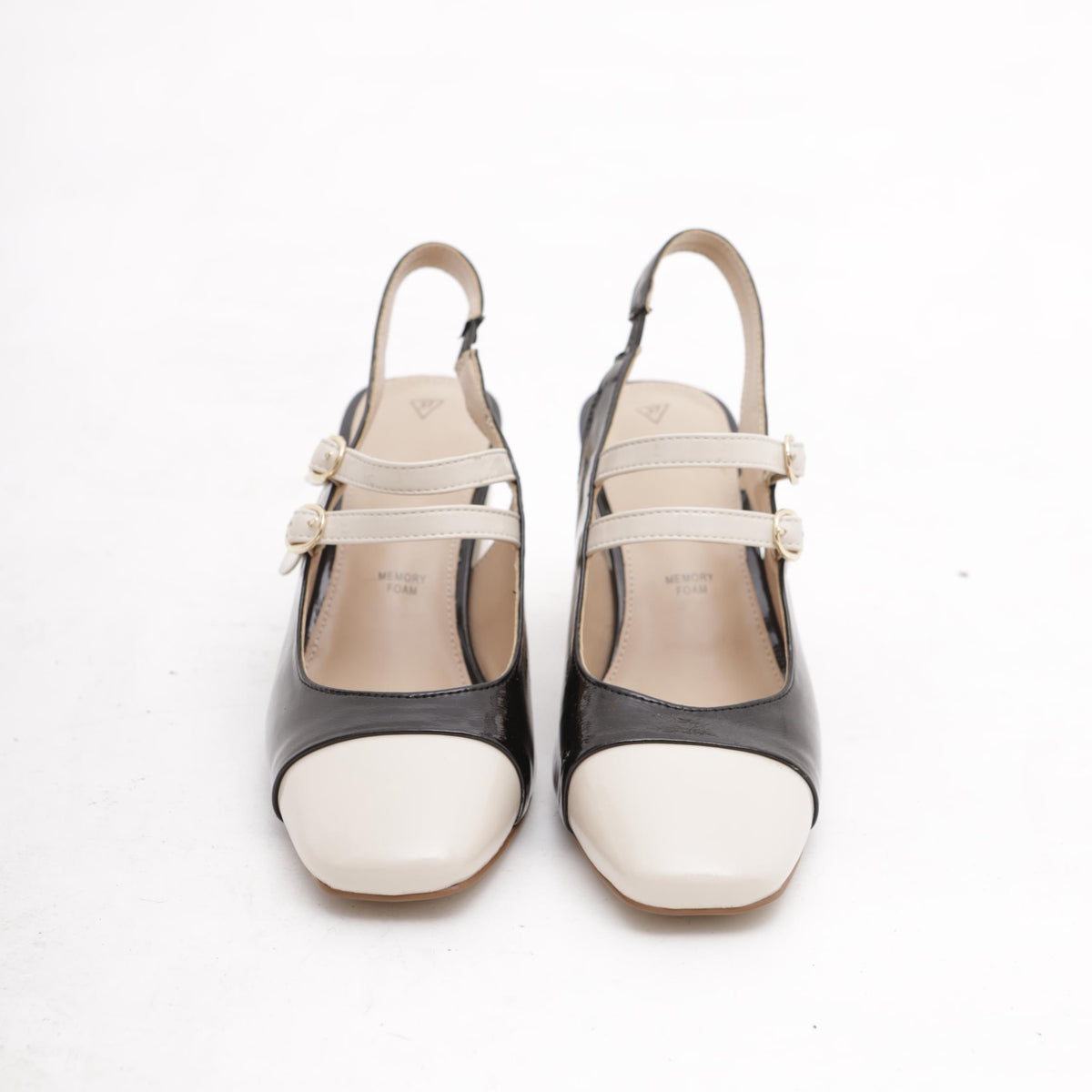 SLINGBACK BICOLORE DUE CINTURINI NERO 