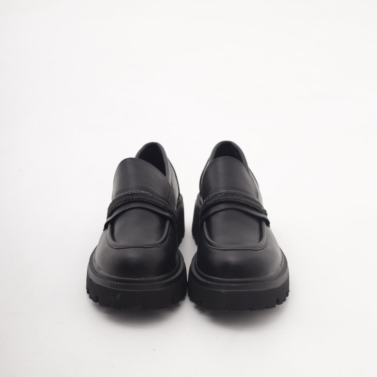 MOCASSINO SUOLA ALTA STRASS NERO 