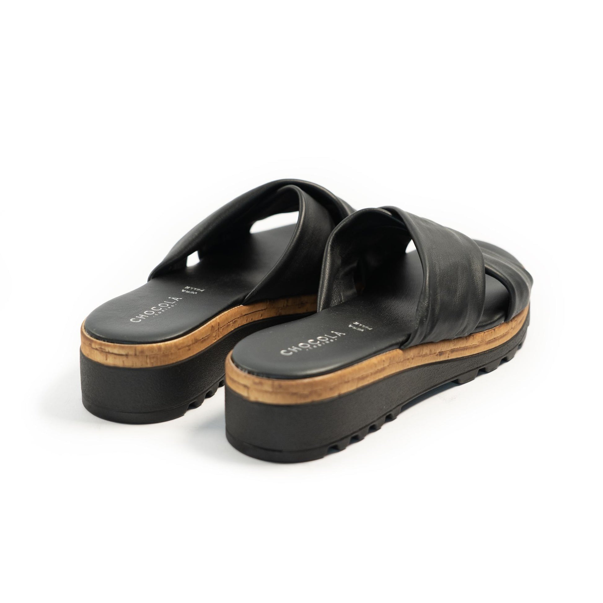 CIABATTA INCROCIATA VERA PELLE NERO<BR/> 