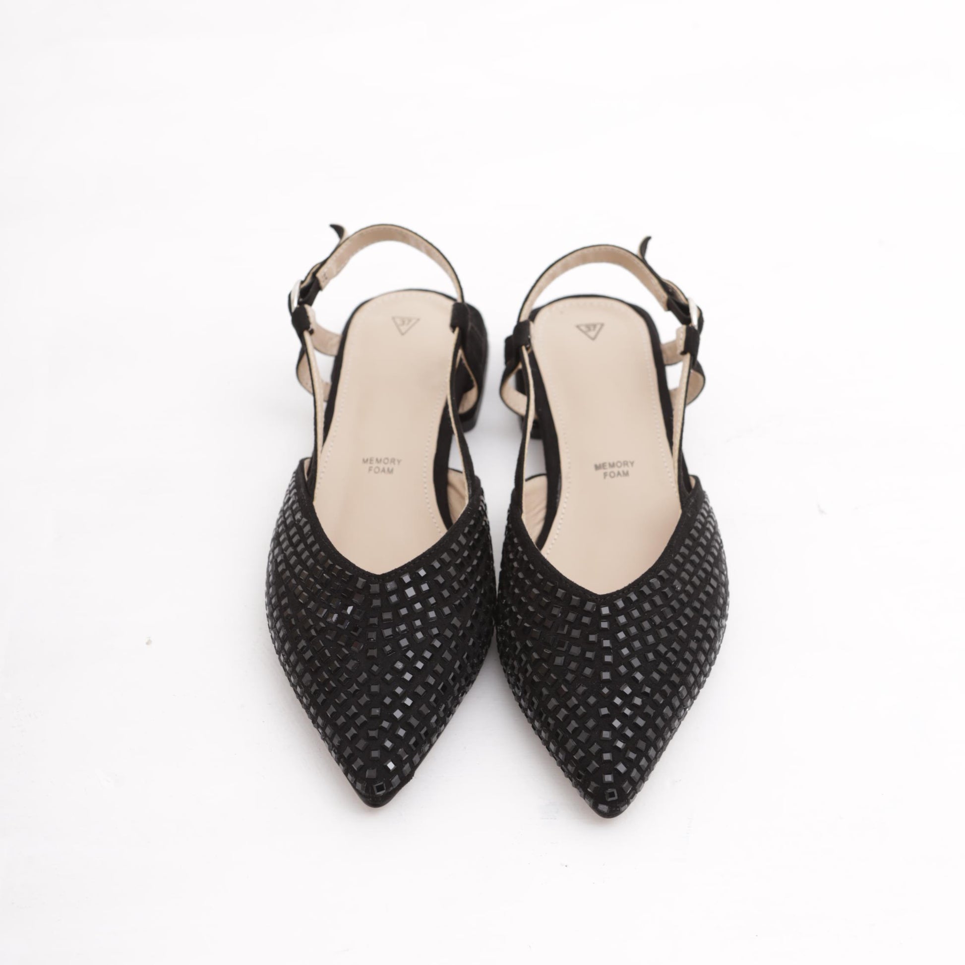 SLINGBACK FLAT GLITTER NERO 