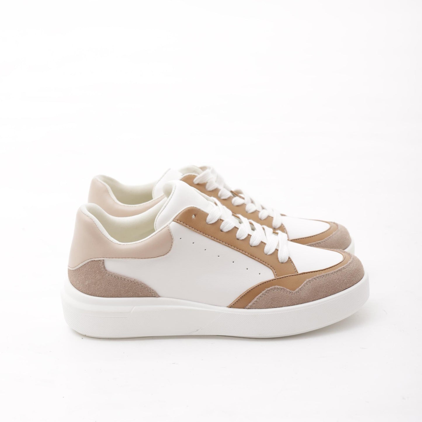 SNEAKERS WAVE BIANCO/CUOIO<BR/> 