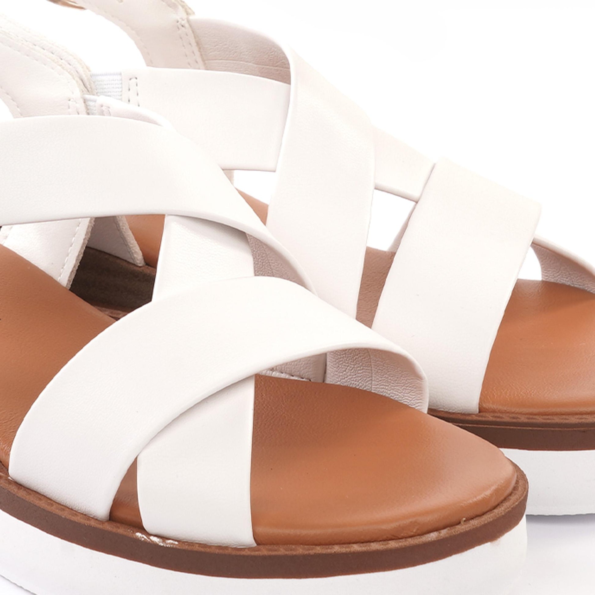 SANDALO ZEPPA INCROCIATO BIANCO<BR/> 
