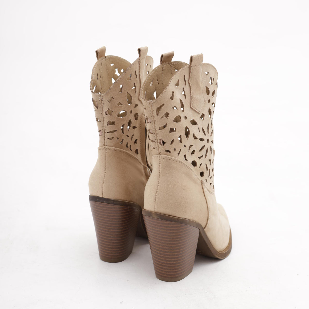 STIVALETTO TEXANO TRAFORATO TORTORA<BR/> 