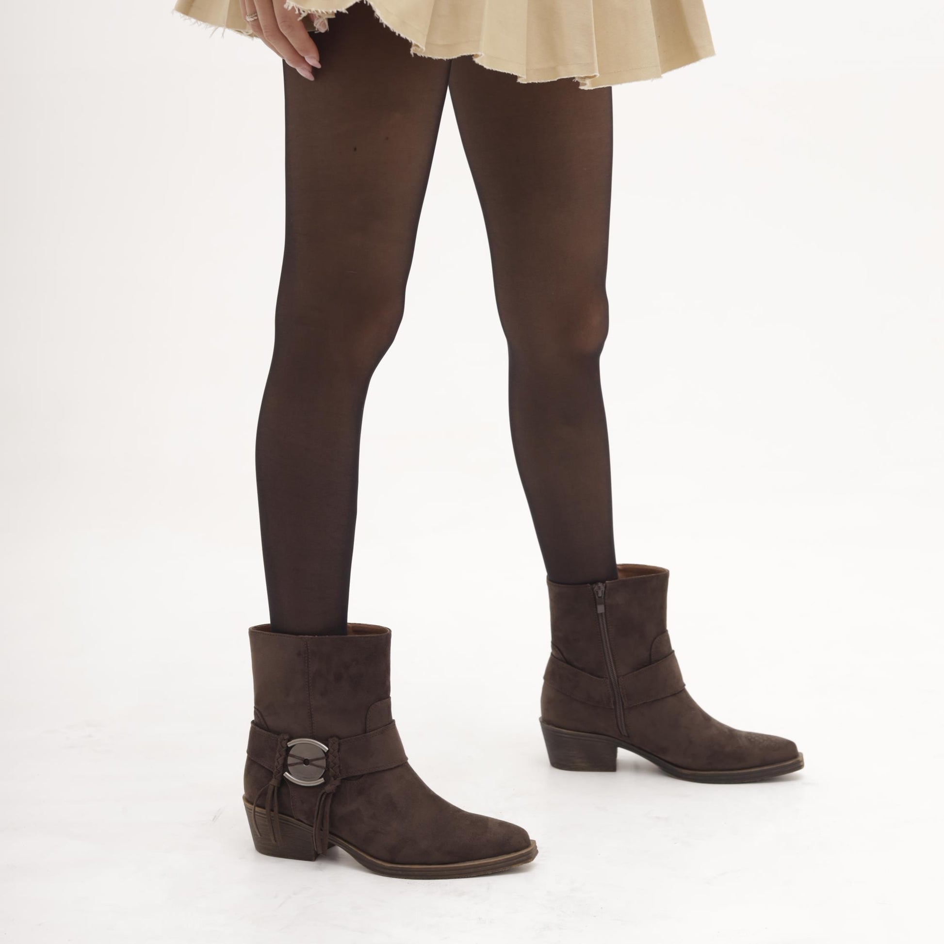 STIVALETTO TEXANO CINTURINO E FRANGE TESTA DI MORO MP2737-5PUTM CHOCOLA