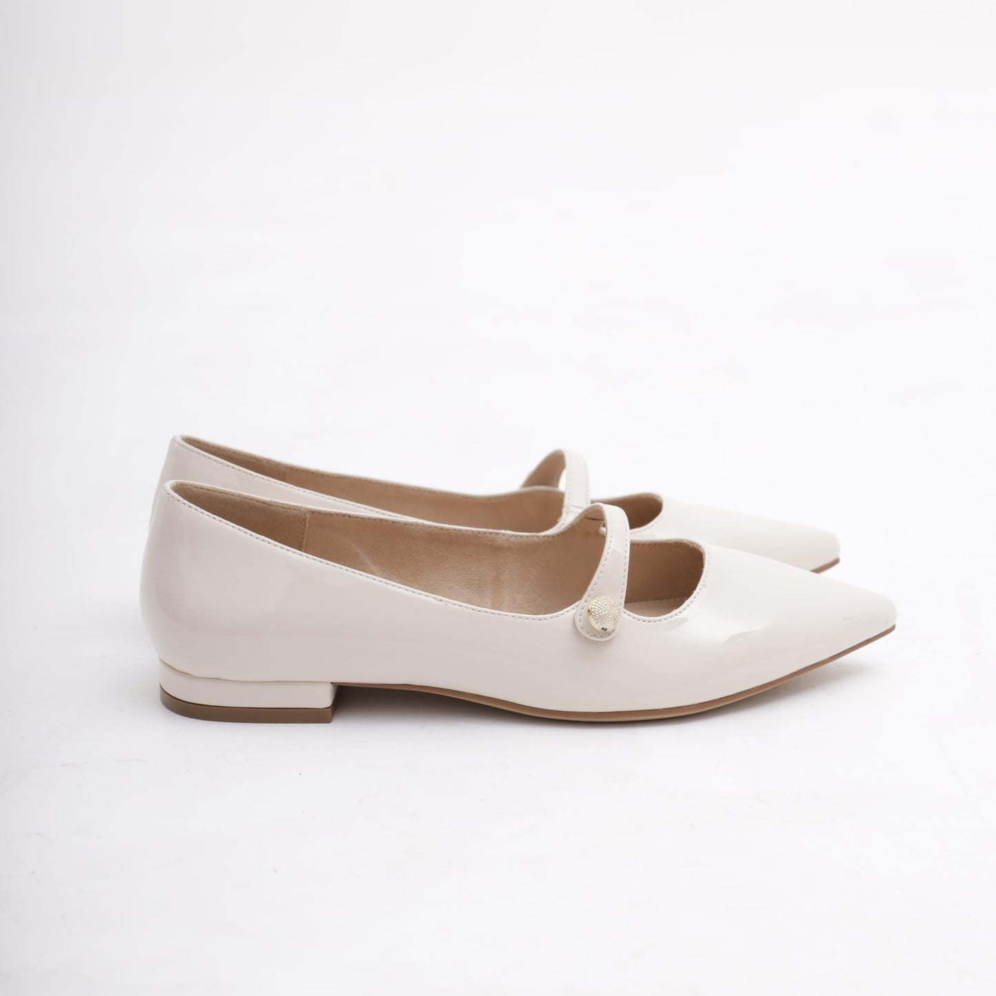 DECOLLETE' FLAT CINTURINO PANNA 