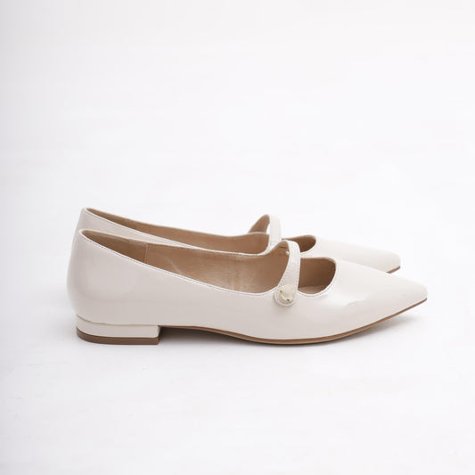 DECOLLETE' FLAT CINTURINO PANNA 