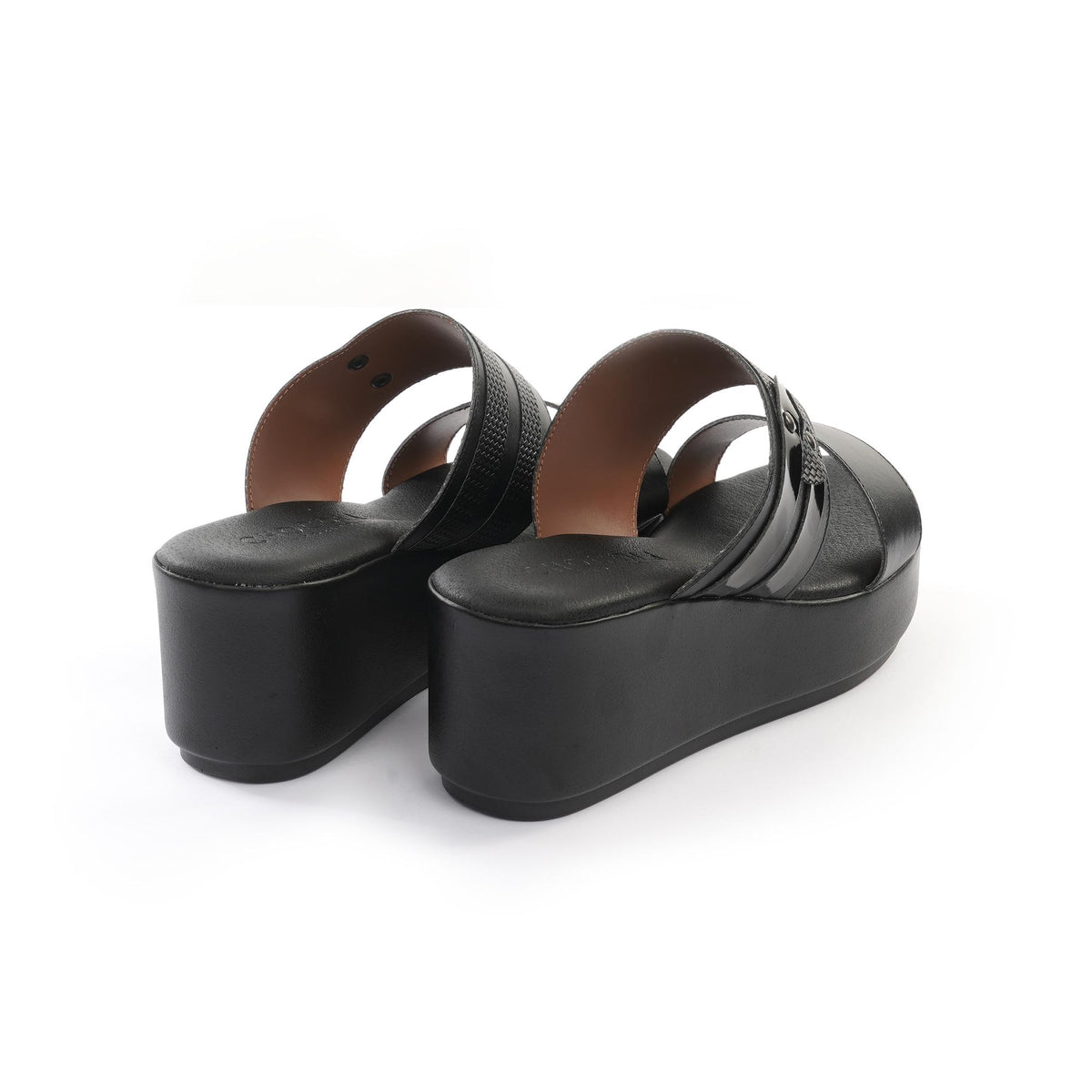 SANDALO ZEPPA DOPPIA FASCIA NERO<BR/> 
