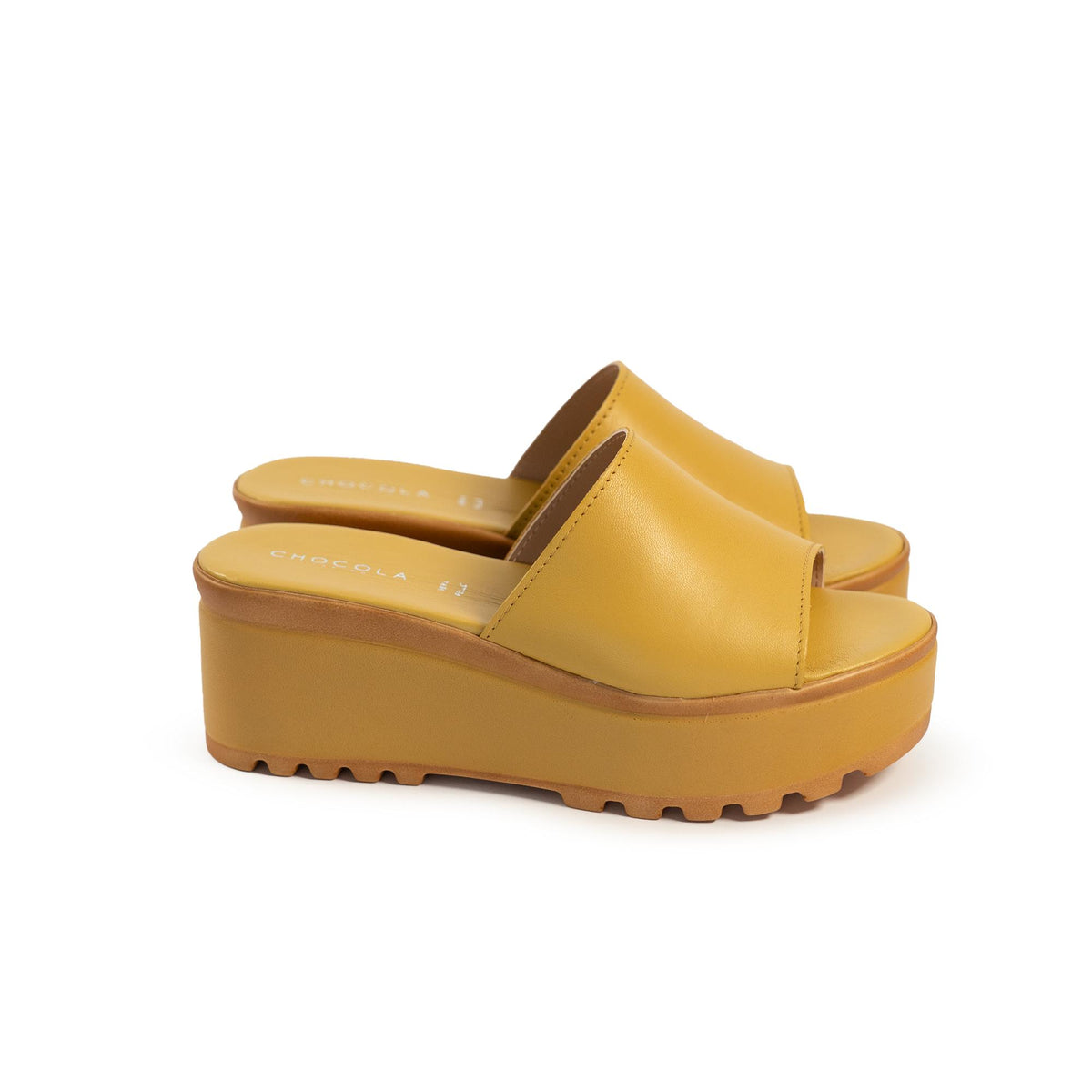 CIABATTA FASCIA VERA PELLE GIALLO<BR/> 