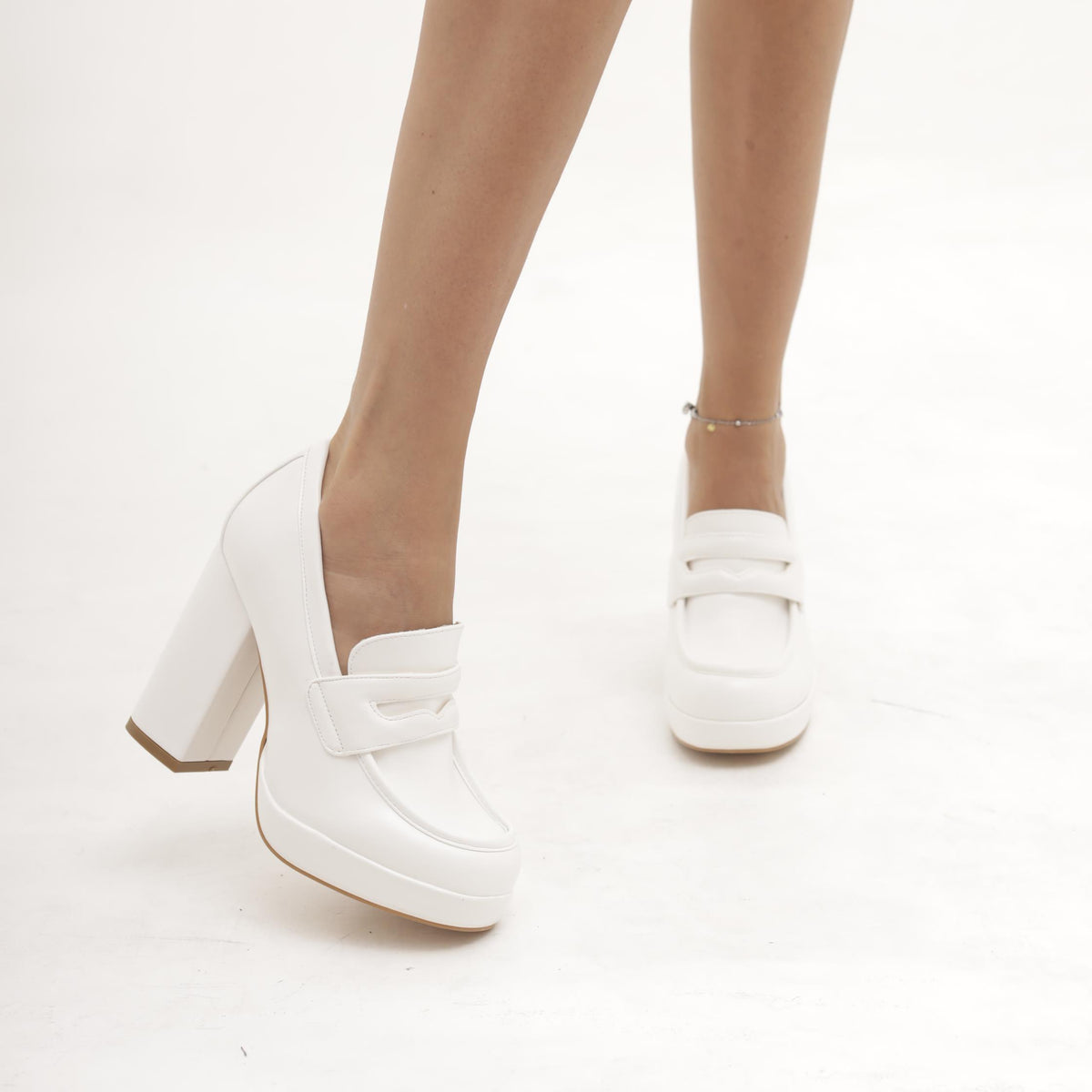 MOCASSINO TACCO ALTO BIANCO 