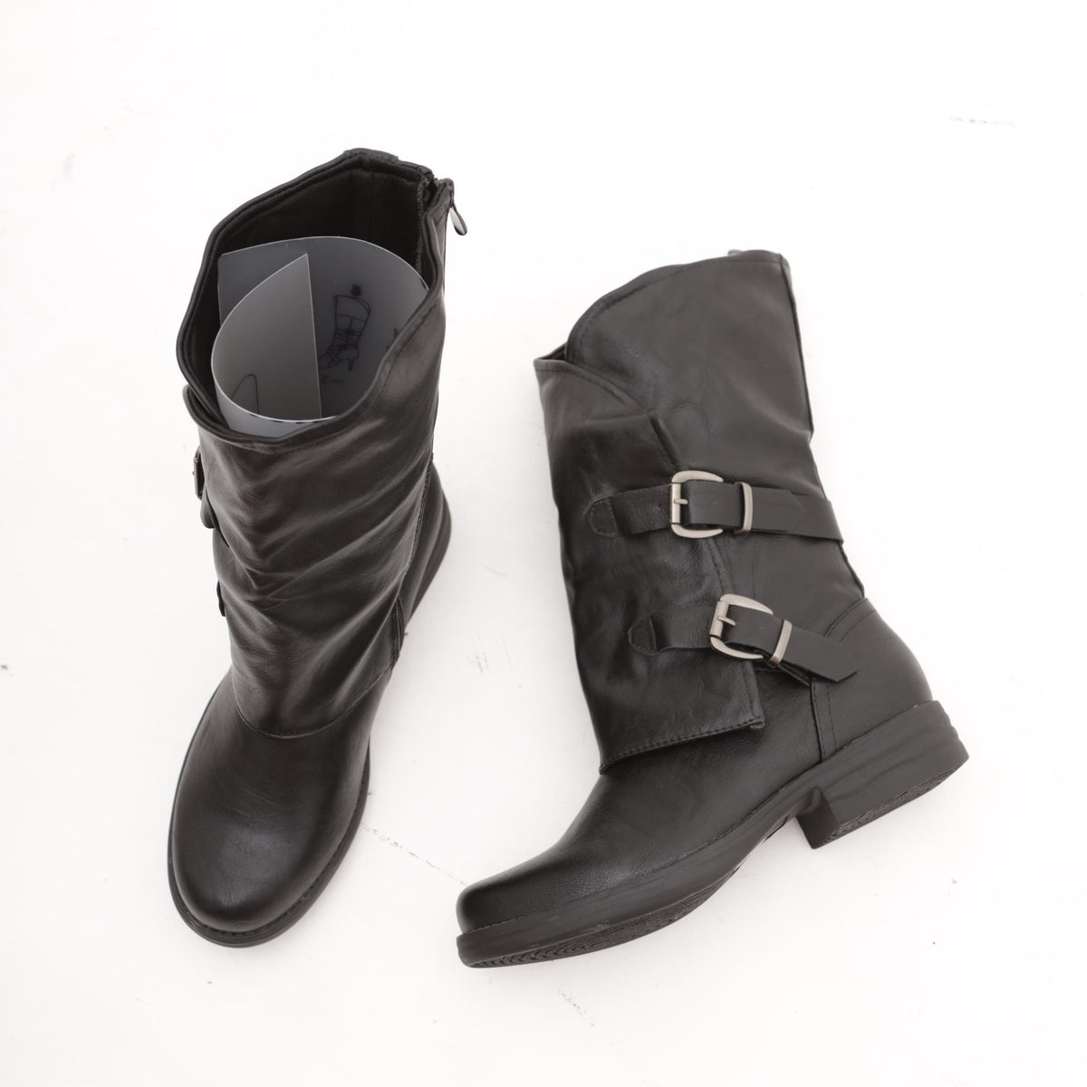 STIVALETTO FIBBIE NERO 