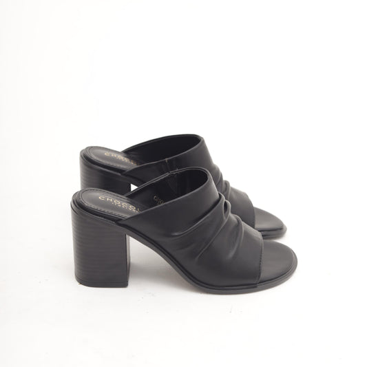 SANDALO FASCIA ARRICCIATO NERO 