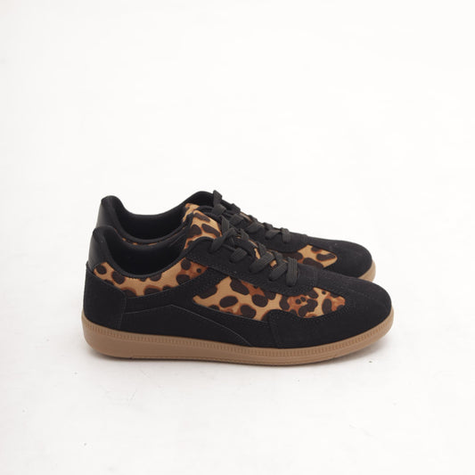 SNEAKERS FLAT ANIMALIER NERO 