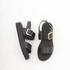 SANDALO DOPPIA FASCIA VERA PELLE NERO 
