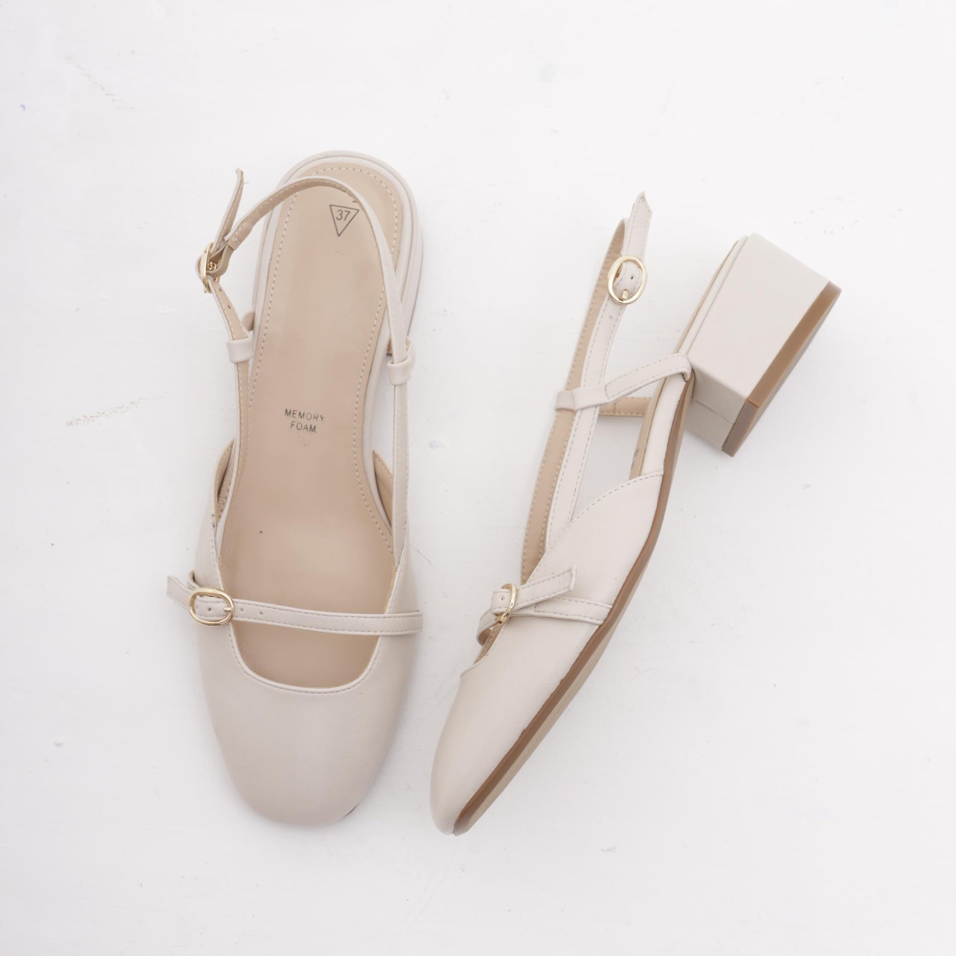 SLINGBACK BASSA CINTURINO PANNA 