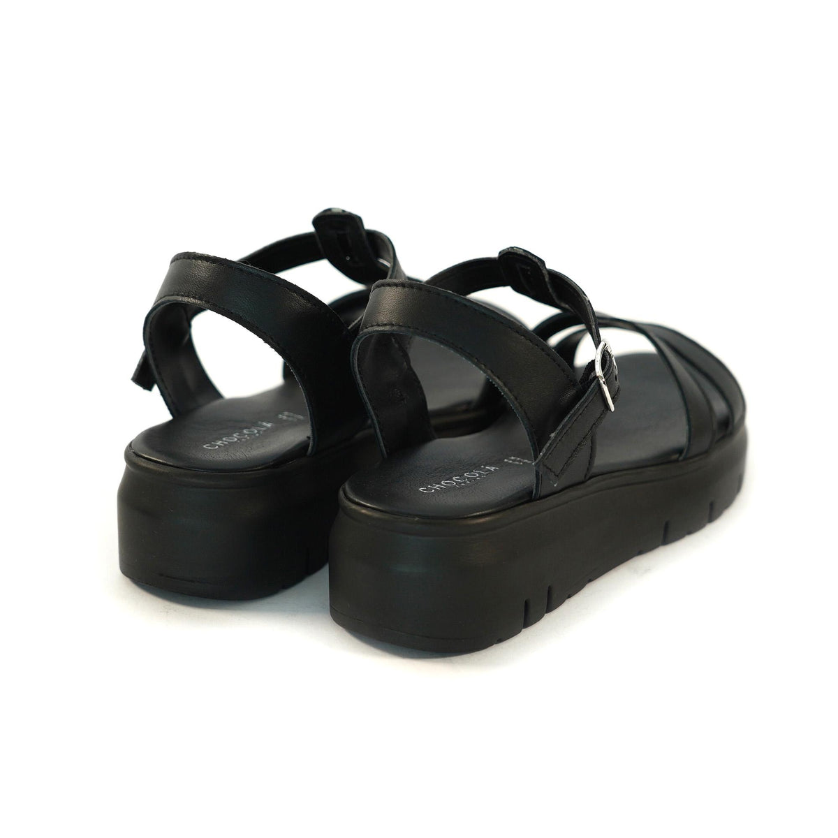 SANDALO T-BAR VERA PELLE NERO<BR/> 