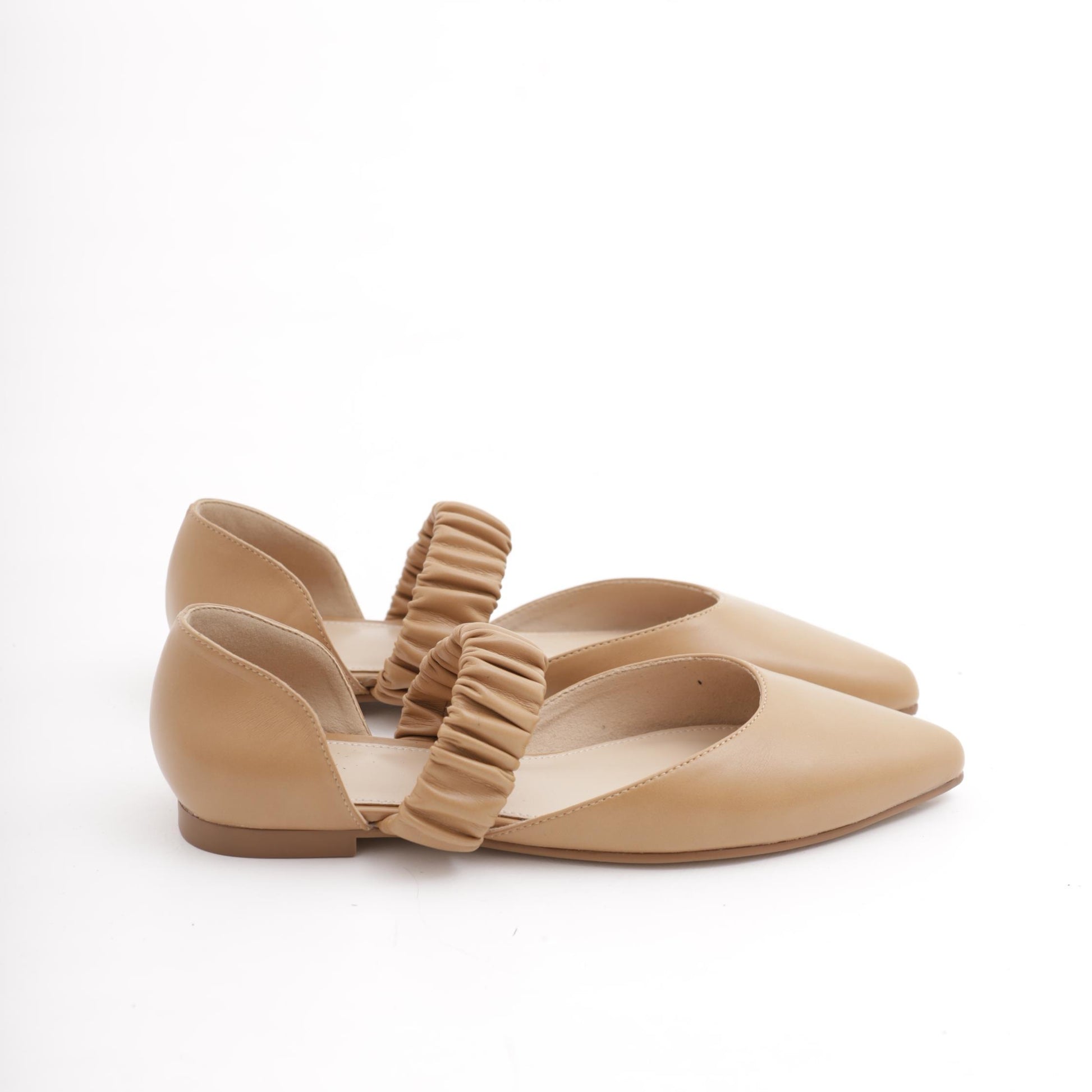 DECOLLETE D'ORSAY FLAT ELASTICO CUOIO 