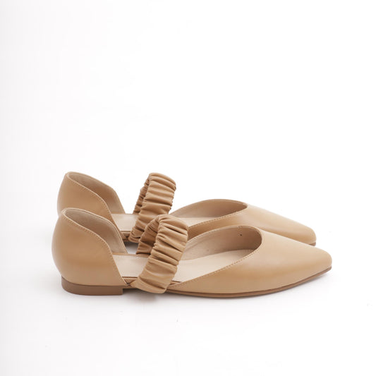 DECOLLETE D'ORSAY FLAT ELASTICO CUOIO 