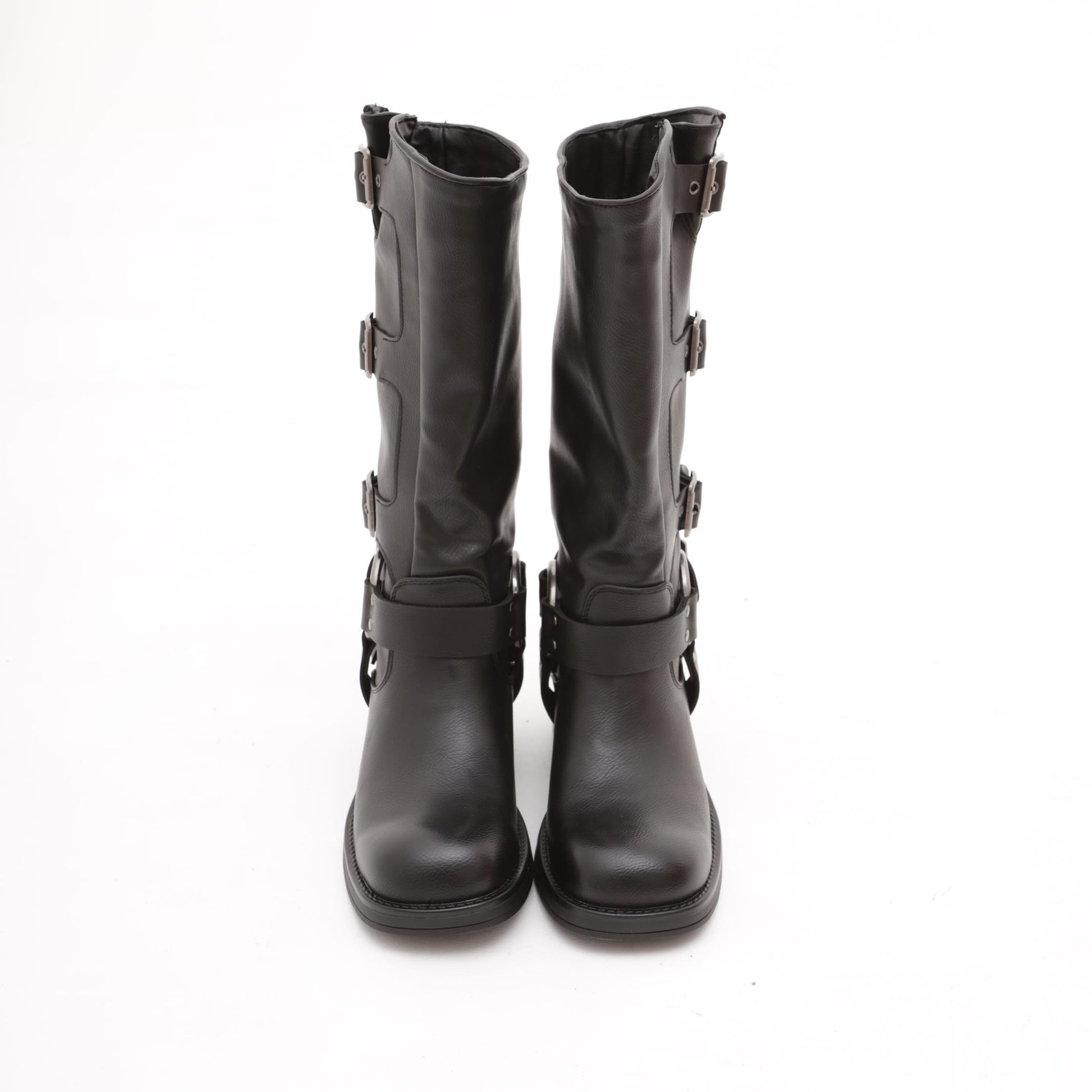 BIKER ALTO QUADRATO FIBBIE NERO 