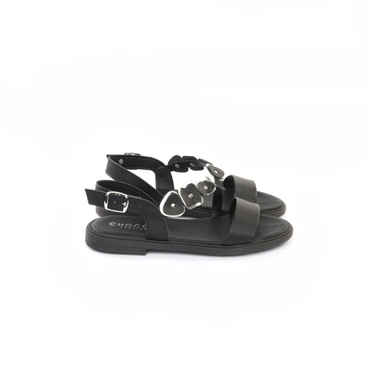 SANDALO FLAT SHAPES NERO<BR/> 