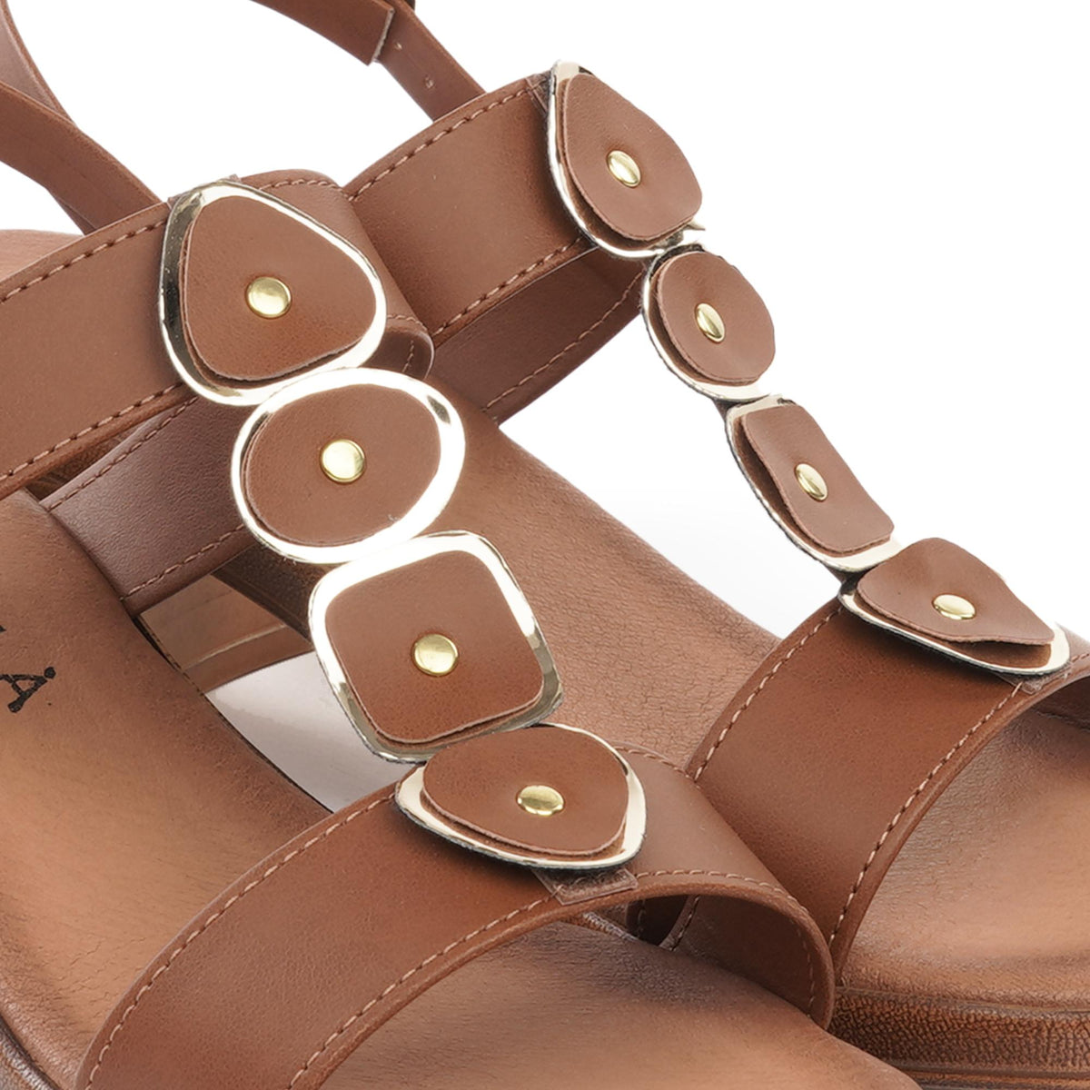 SANDALO TACCO SHAPES CUOIO<BR/> 