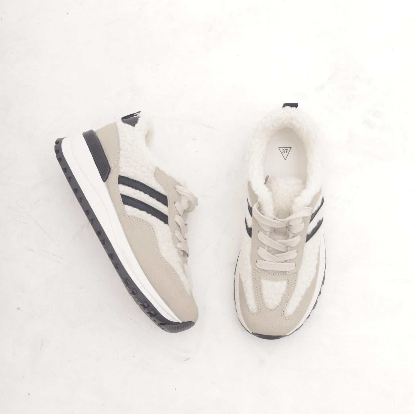 SNEAKERS RUNNING FUR DOPPIA FASCIA PANNA 