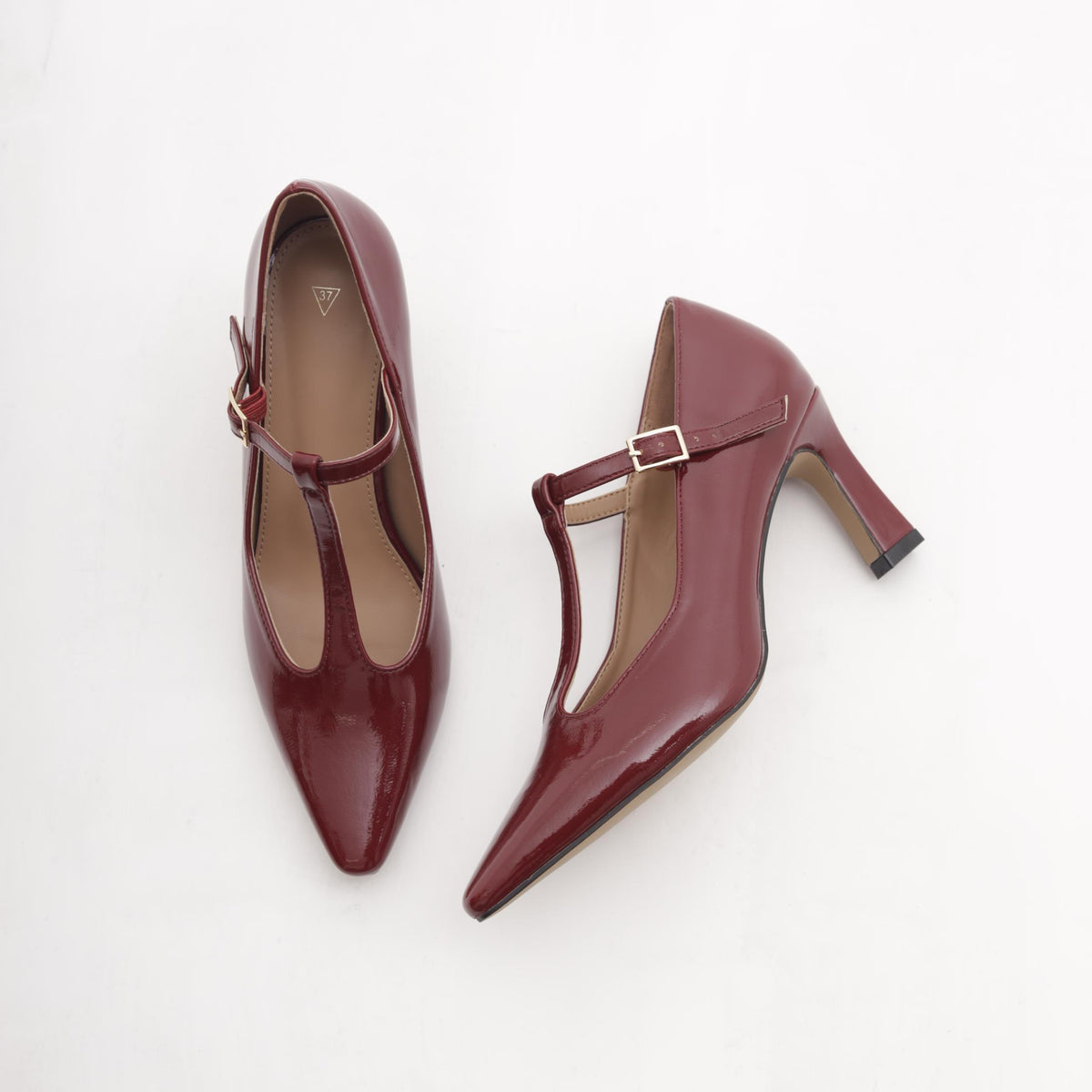 T-BAR CON TACCO BORDEAUX 