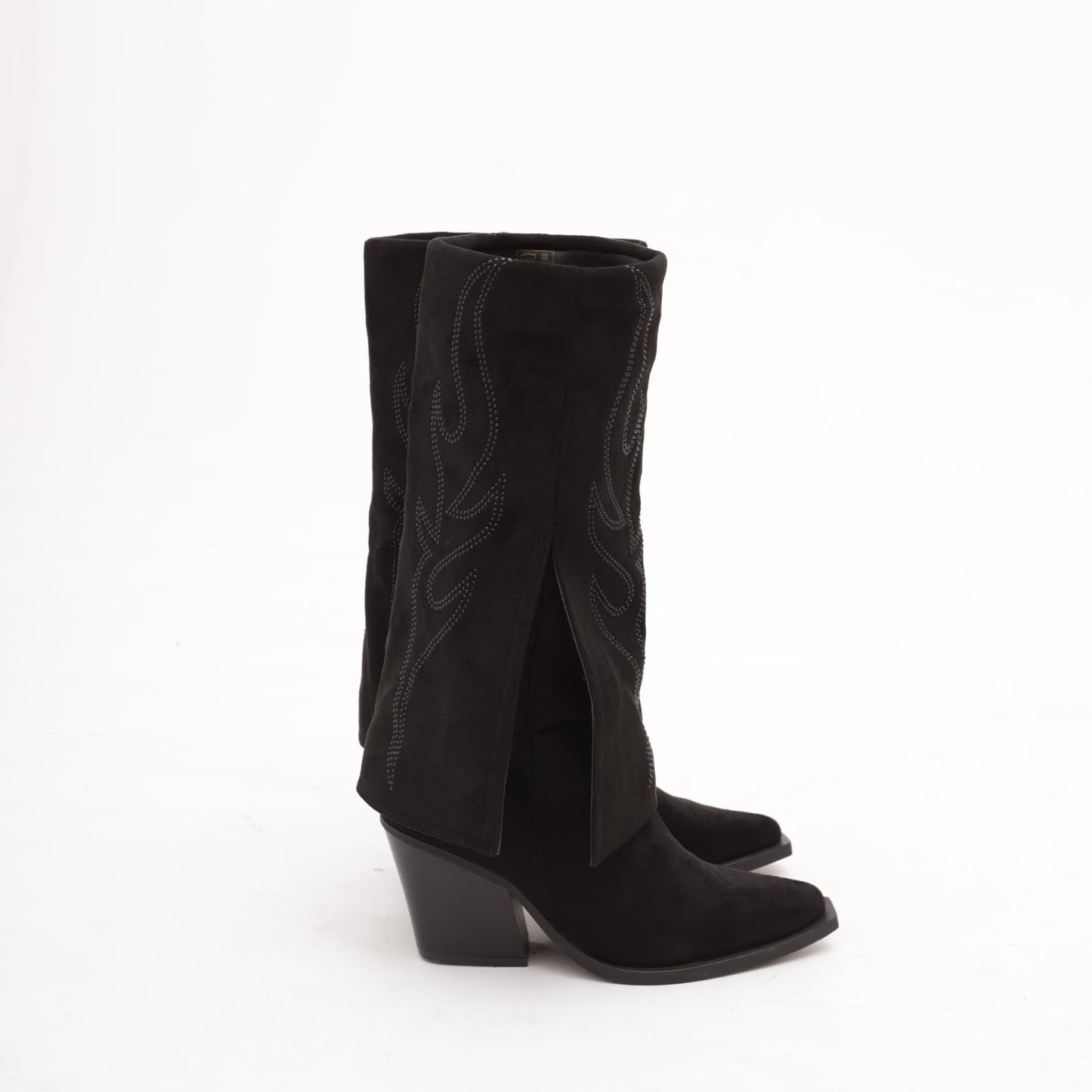 CAMPEROS ALTO RISVOLTATO RICAMO NERO MP736-7MFNE CHOCOLA