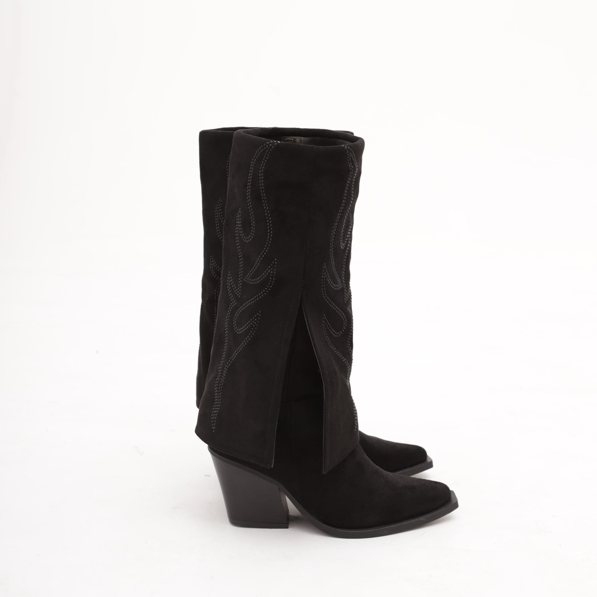 CAMPEROS ALTO RISVOLTATO RICAMO NERO MP736-7MFNE CHOCOLA