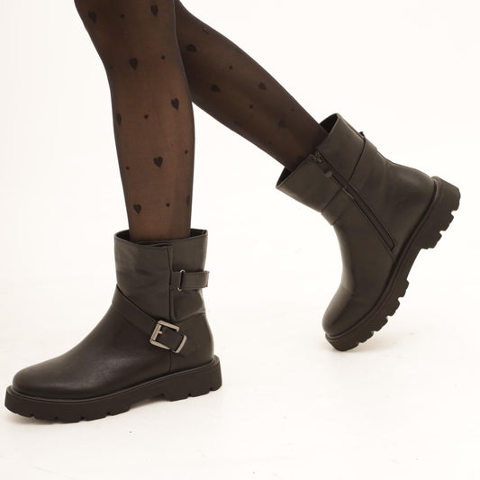 BIKER BASSO CON CINTURINO CAVIGLIA NERO MP721-3PUNE CHOCOLA