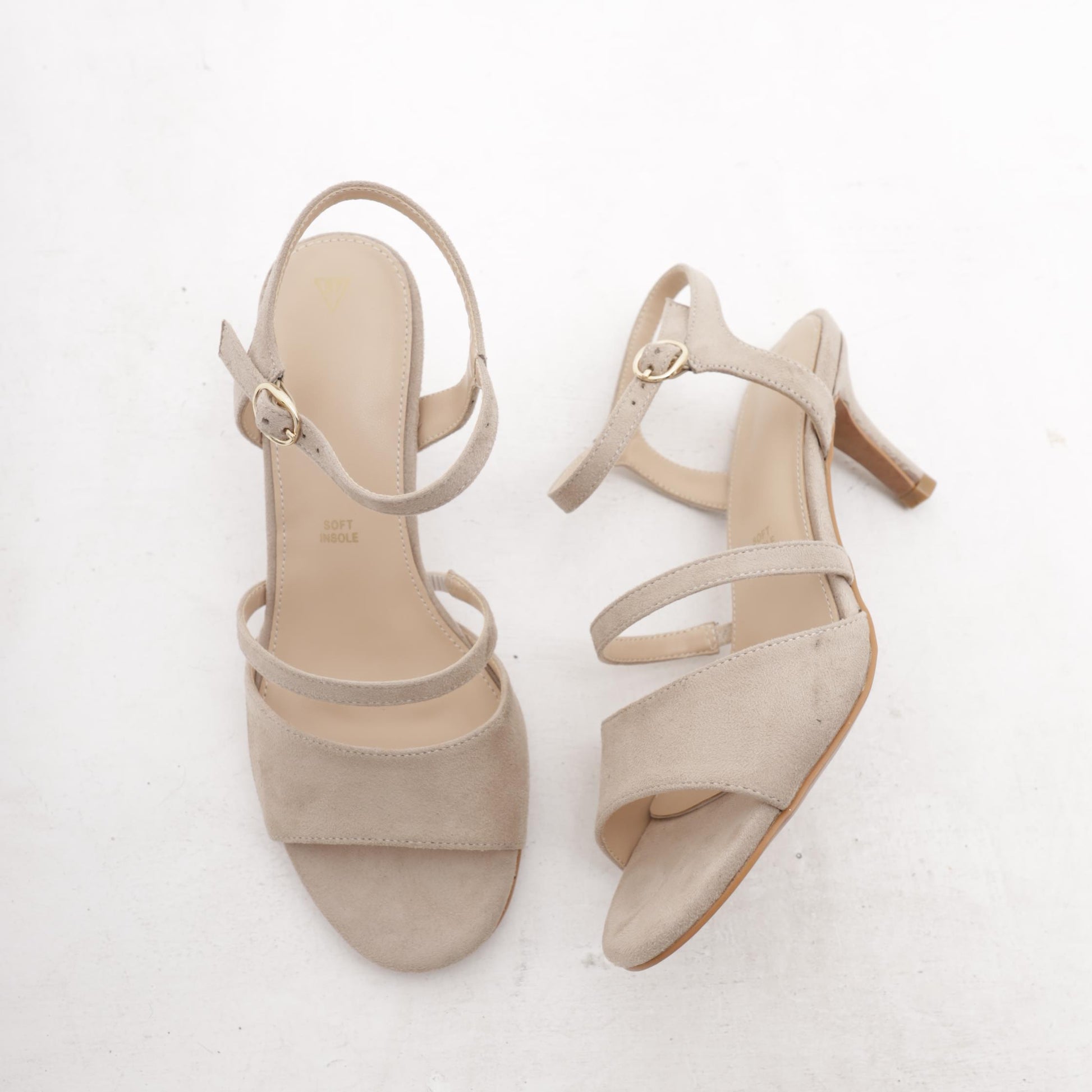 SANDALO DOPPIA FASCIA CON TACCO TORTORA 