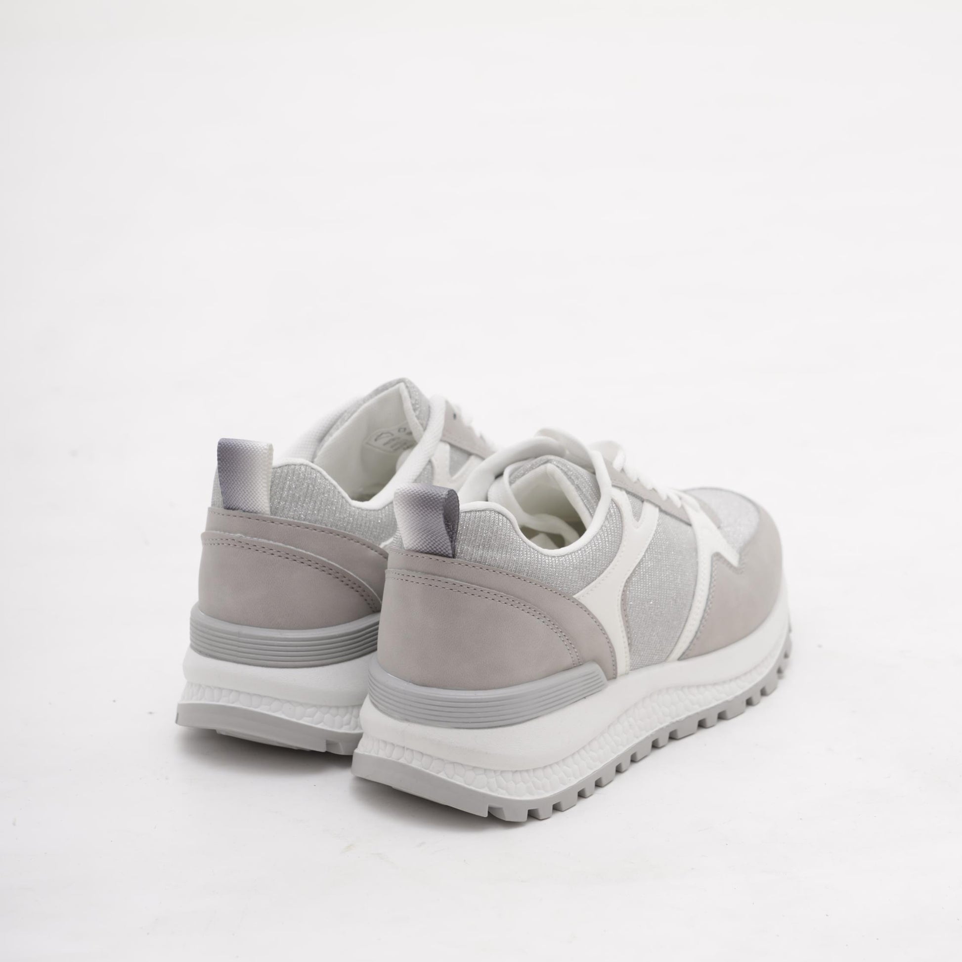 SNEAKERS RUNNING SHINY GRIGIO<BR/> 