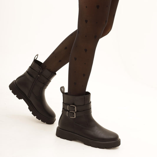 STIVALETTO BASSO DUE CINTURINI NERO MP721-2PUNE CHOCOLA