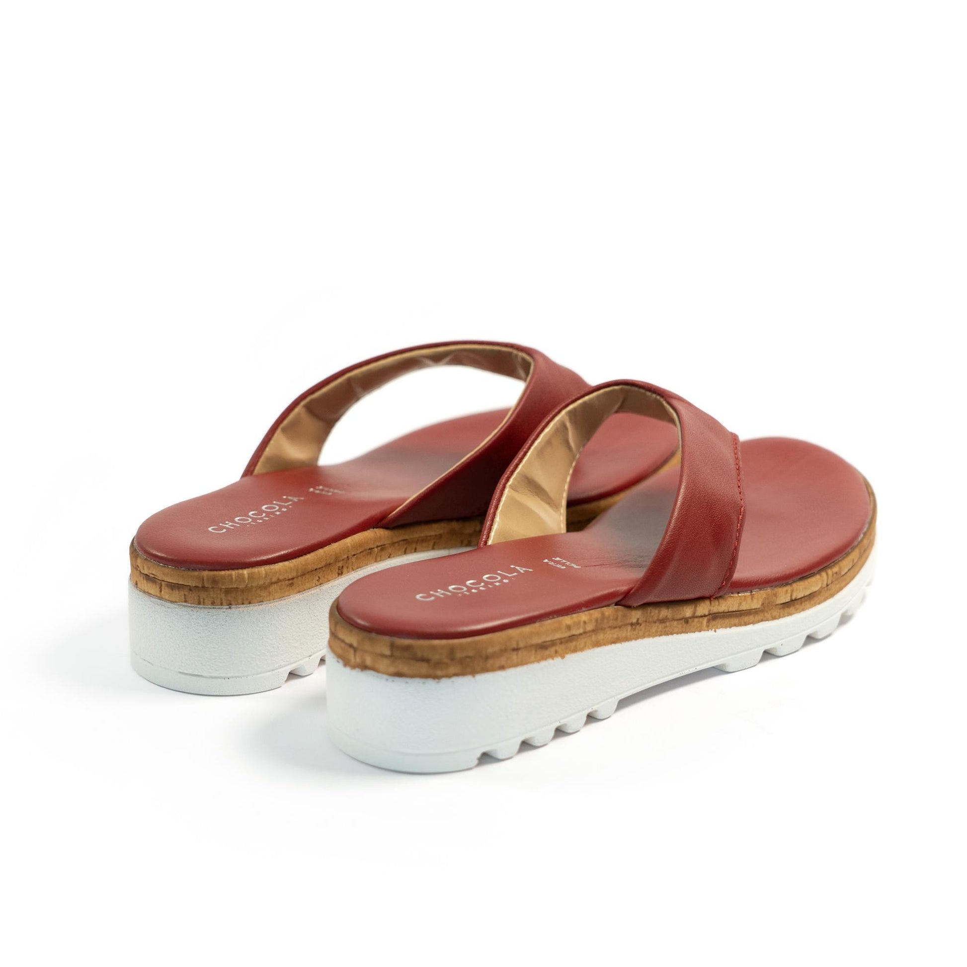 CIABATTA INFRADITO VERA PELLE ROSSO<BR/> 