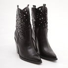 STIVALETTO TEXANO TRAFORATO NERO<BR/> 