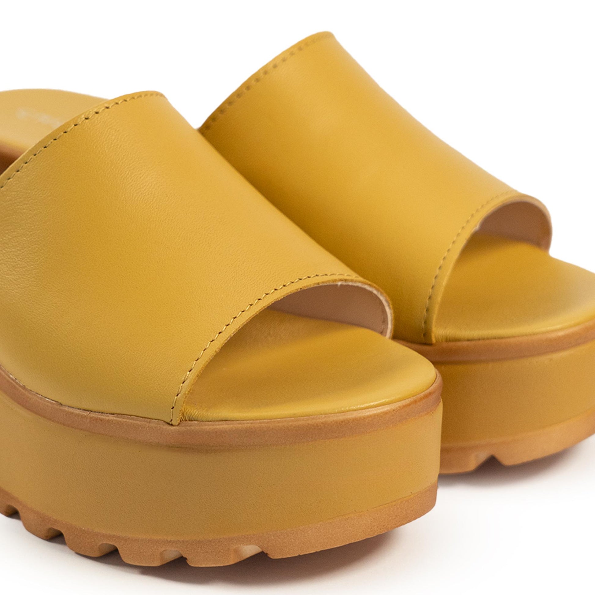 CIABATTA FASCIA VERA PELLE GIALLO<BR/> 