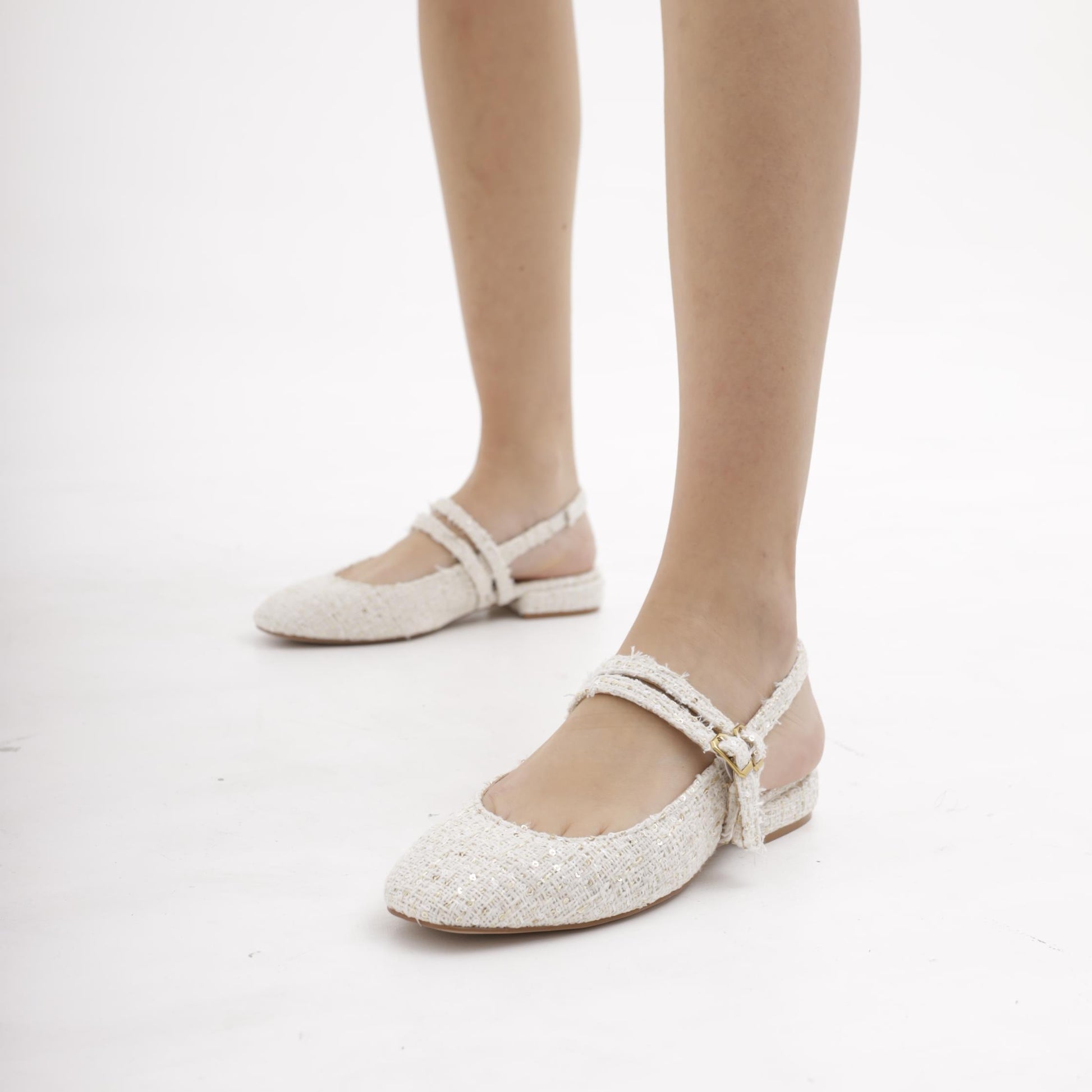 SLINGBACK FLAT TWEED PANNA 