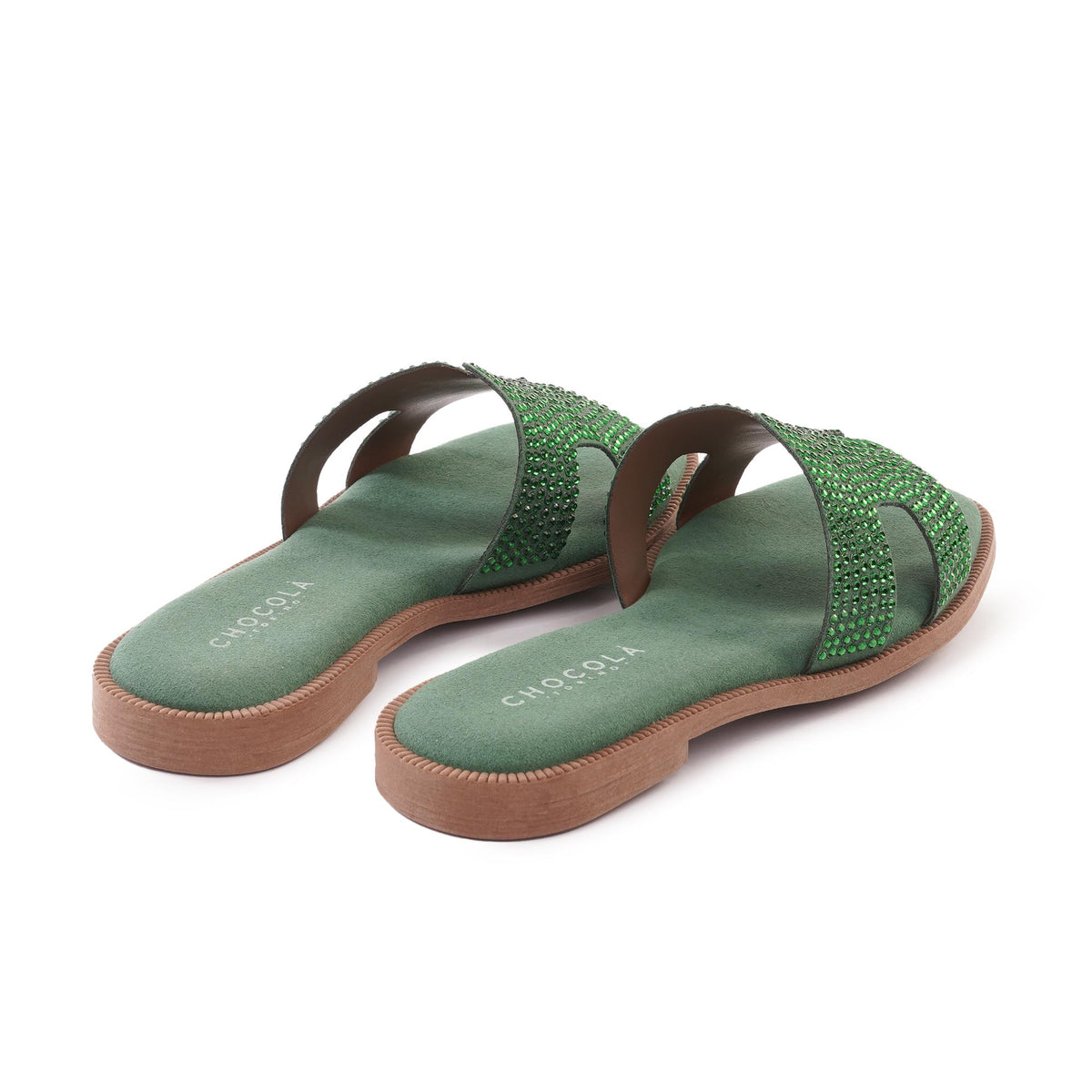 CIABATTINA H CON STRASS VERDE 