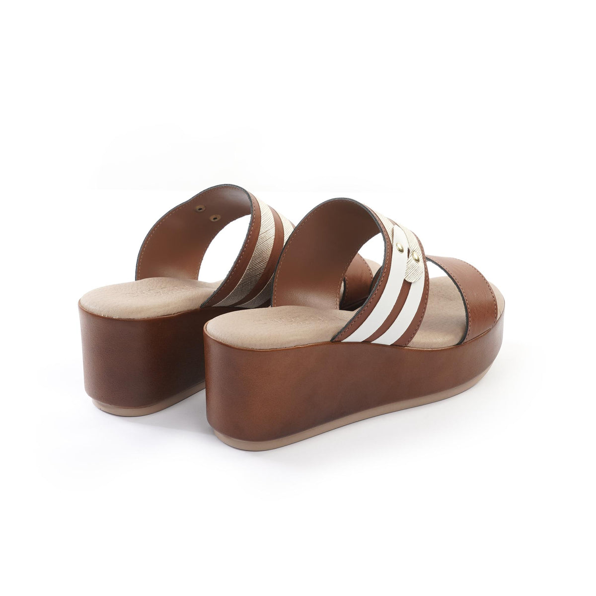 SANDALO ZEPPA DOPPIA FASCIA CUOIO<BR/> 