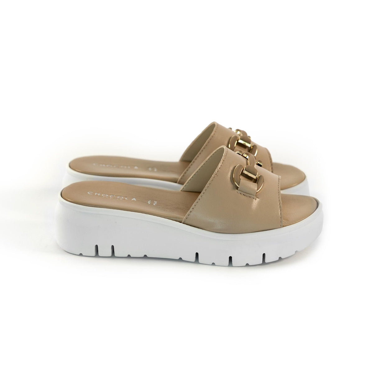 CIABATTA MORSETTO VERA PELLE BEIGE<BR/> 