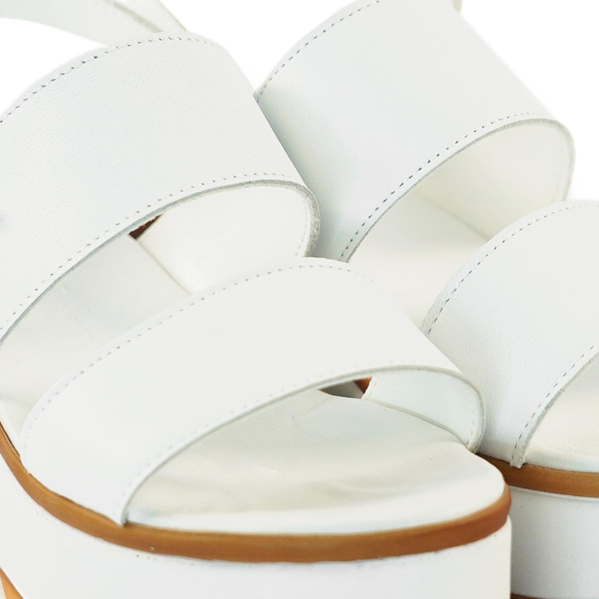 SANDALO DOPPIA FASCIA VERA PELLE BIANCO<BR/> 