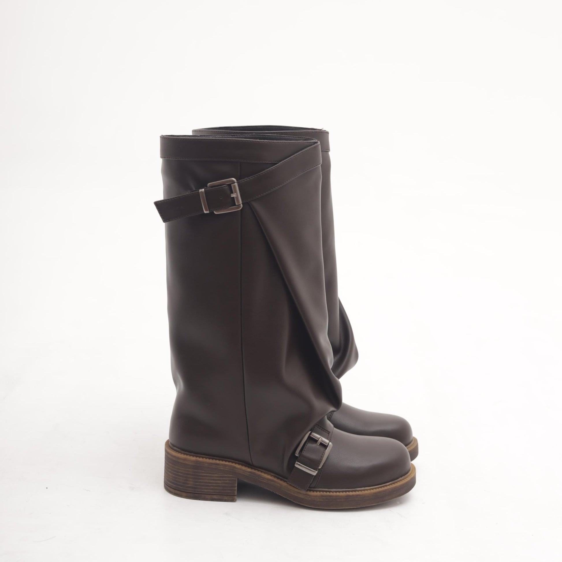 STIVALE OVERSIZE FIBBIE TESTA DI MORO 