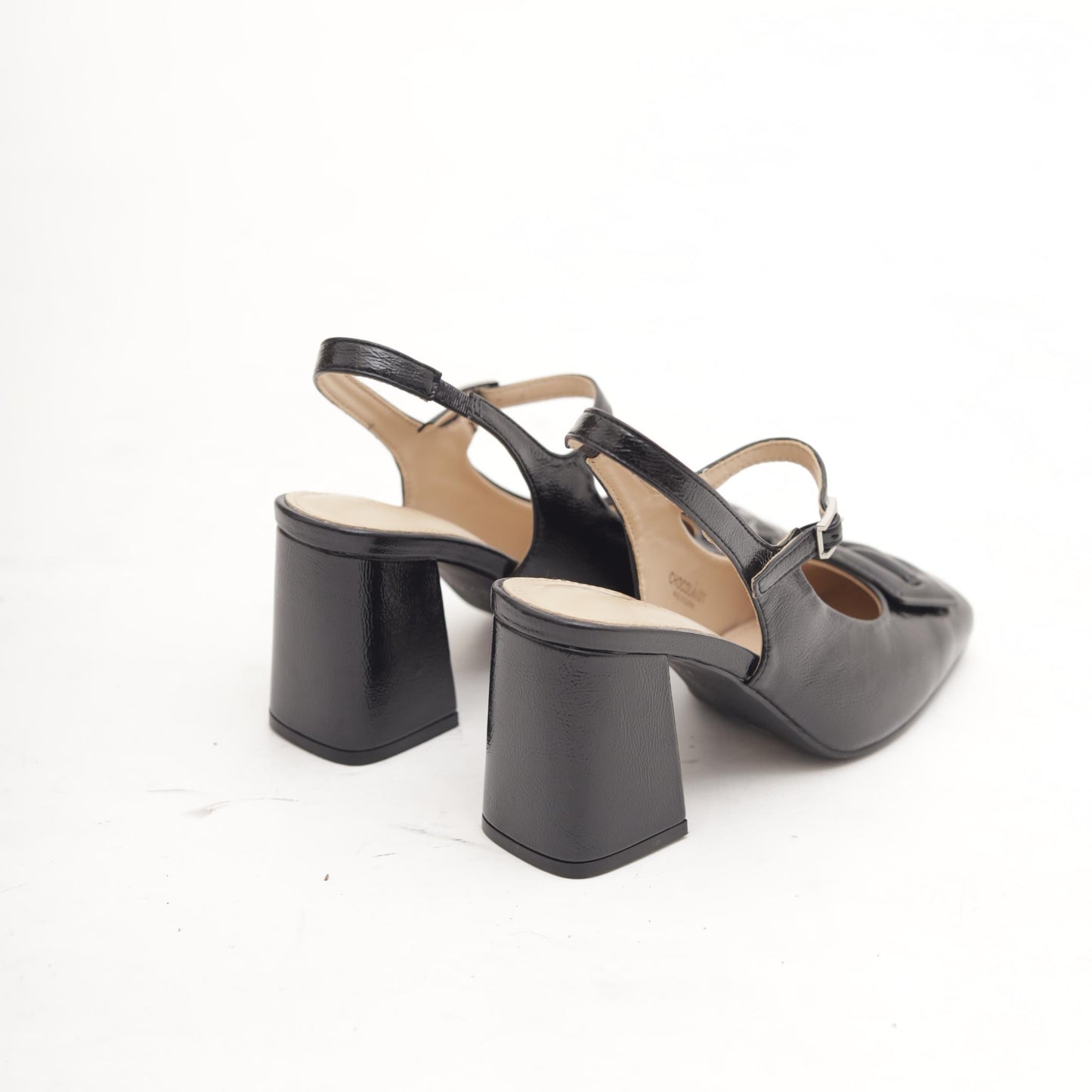 SLINGBACK ACCESSORIO QUADRATO NERO 