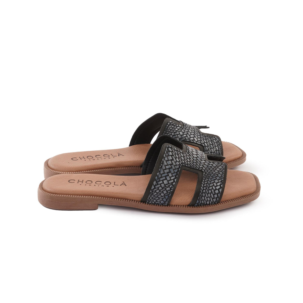 CIABATTINA H INTRECCIATO BLU<BR/><BR/><BR/> 