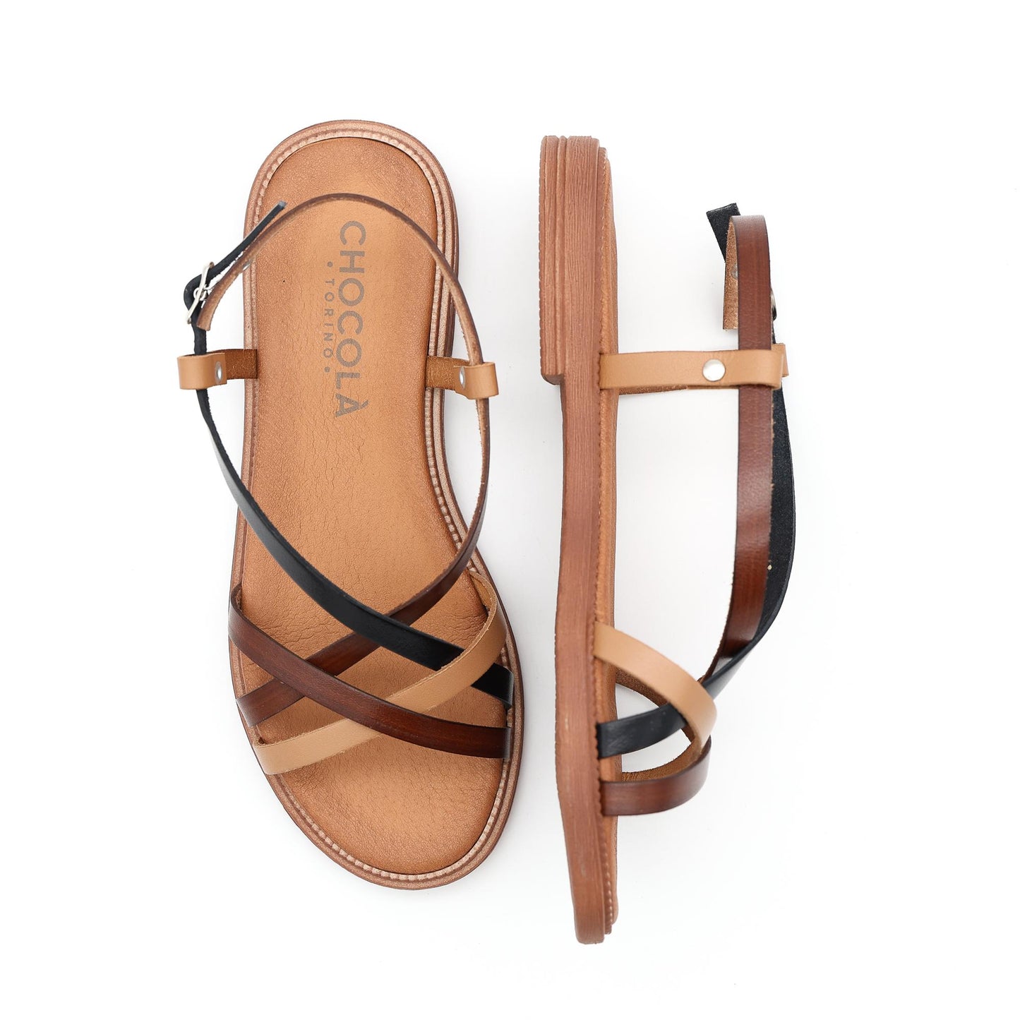 SANDALO FLAT FASCETTE NERO 