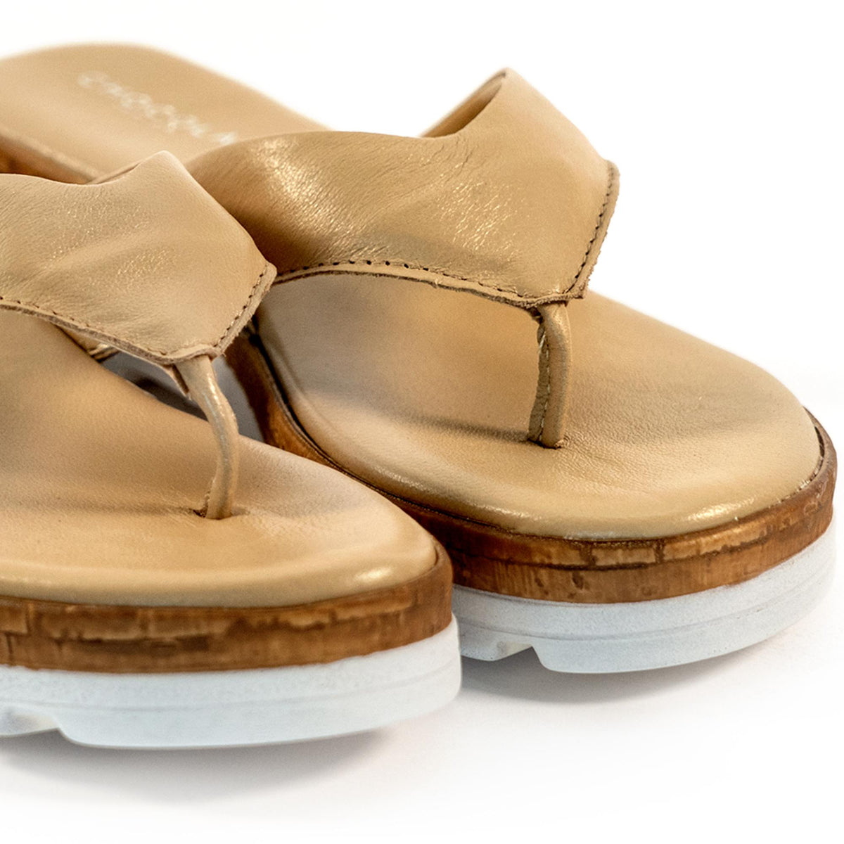 CIABATTA INFRADITO VERA PELLE BEIGE<BR/> 