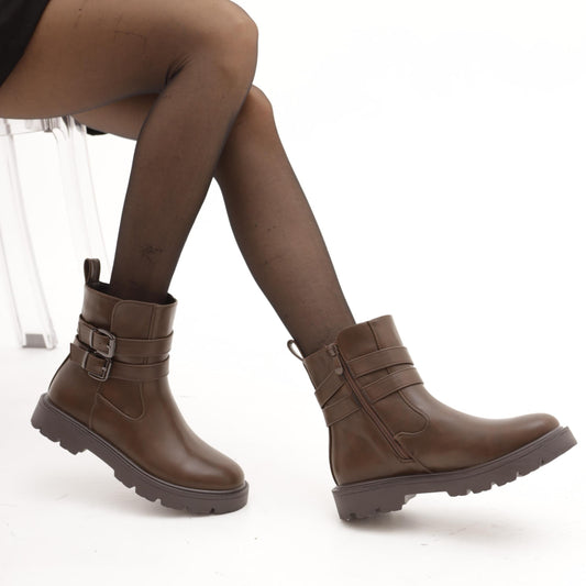 STIVALETTO BASSO DUE CINTURINI TESTA DI MORO MP721-2PUTM CHOCOLA