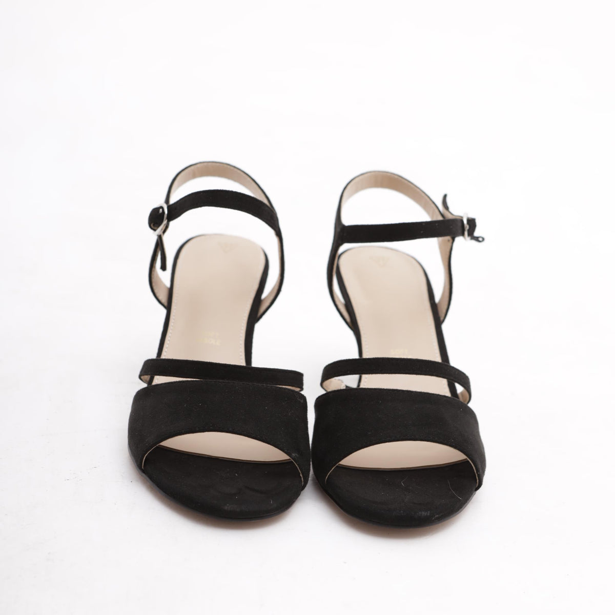 SANDALO DOPPIA FASCIA CON TACCO NERO 